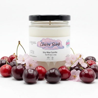 Cherry Bomb Soy Candle - Non-Toxic & Phthalate-Free Fruity Scented Candle - Handmade Tallow Soap in Hamilton, Ohio - Soapyfluffs