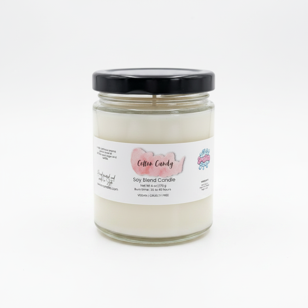 Cotton Candy Soy Candle – Sweet & Fluffy | Whimsical Scent - Handmade Tallow Soap in Hamilton, Ohio - Soapyfluffs