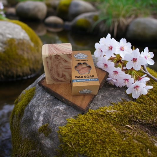 Cherry Almond Tallow Soap - Nostalgic Scent & Deeply Moisturizing Bar - Handmade Tallow Soap in Hamilton, Ohio - Soapyfluffs