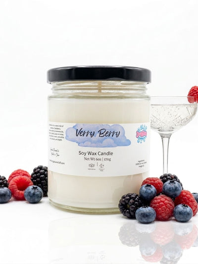 Very Berry Soy Candle - Sweet Strawberry & Vanilla Non-Toxic Candle - Handmade Tallow Soap in Hamilton, Ohio - Soapyfluffs