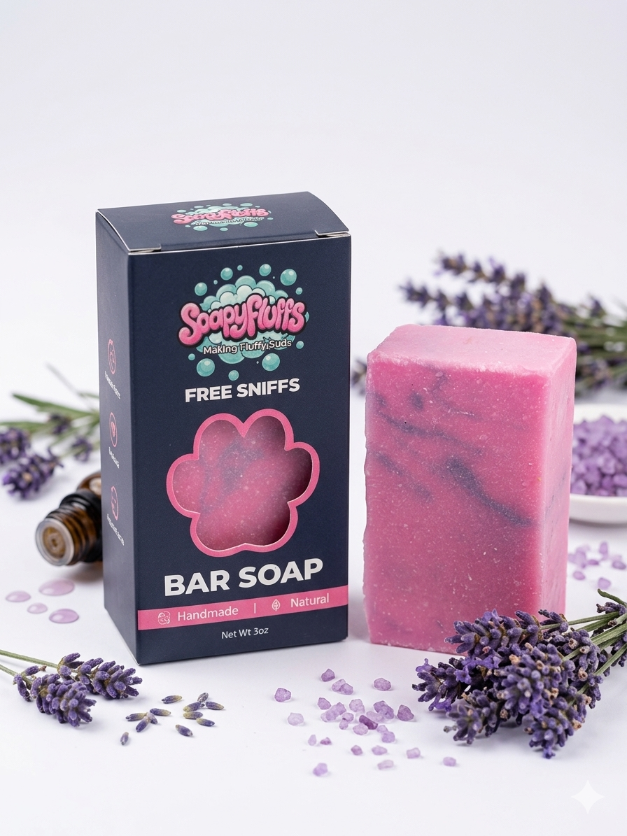 Lavender Lux Tallow Soap - Calming Lavender & Grass-Fed Tallow Bar - Handmade Tallow Soap in Hamilton, Ohio - Soapyfluffs