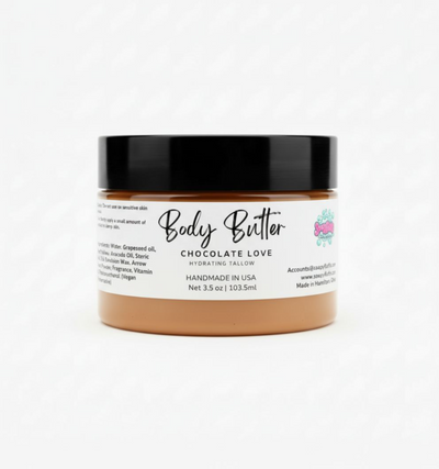 Chocolate Love Body Butter - Deeply Moisturizing & Non-Toxic Tallow Cream - Handmade Tallow Soap in Hamilton, Ohio - Soapyfluffs