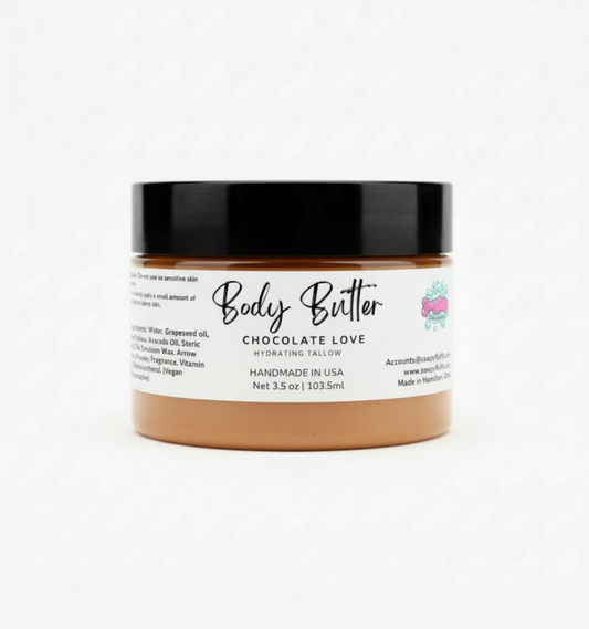 Chocolate Love Body Butter - Deeply Moisturizing & Non-Toxic Tallow Cream - Handmade Tallow Soap in Hamilton, Ohio - Soapyfluffs
