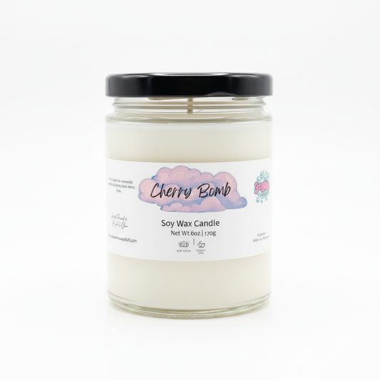 Cherry Bomb Soy Candle - Non-Toxic & Phthalate-Free Fruity Scented Candle - Handmade Tallow Soap in Hamilton, Ohio - Soapyfluffs