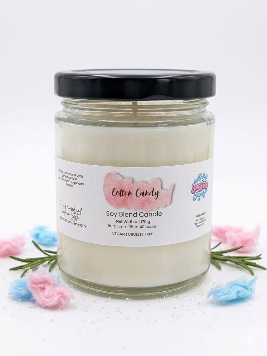 Cotton Candy Soy Candle – Sweet & Fluffy | Whimsical Scent - Handmade Tallow Soap in Hamilton, Ohio - Soapyfluffs