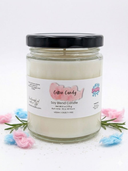 Cotton Candy Soy Candle – Sweet & Fluffy | Whimsical Scent - Handmade Tallow Soap in Hamilton, Ohio - Soapyfluffs