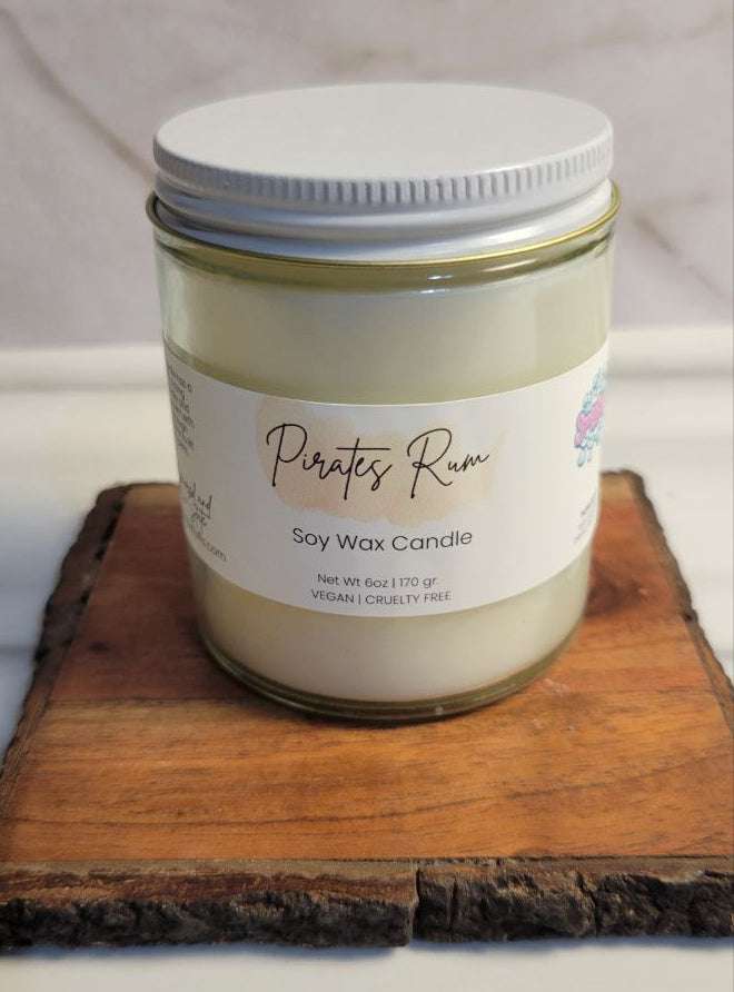 Pirate's Rum Soy Candle - Bold Spiced Rum & Ocean Breeze Non-Toxic Candle - Handmade Tallow Soap in Hamilton, Ohio - Soapyfluffs