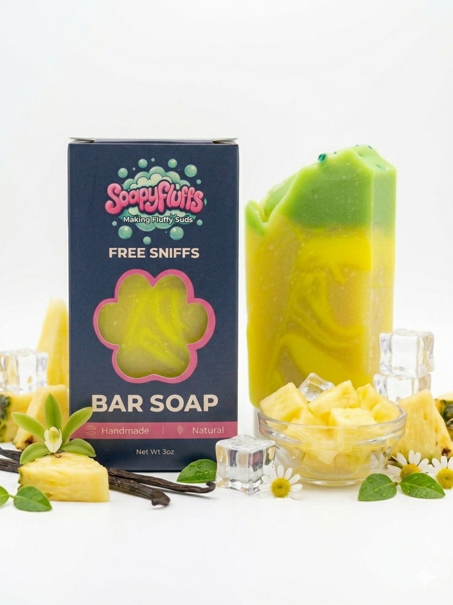 Pineapple Whip Tallow Soap - Tropical Scented & Coconut-Free Moisturizing Bar - Handmade Tallow Soap in Hamilton, Ohio - Soapyfluffs
