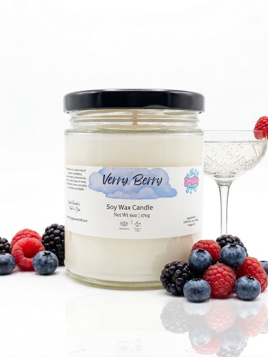 Very Berry Soy Candle - Sweet Strawberry & Vanilla Non-Toxic Candle - Handmade Tallow Soap in Hamilton, Ohio - Soapyfluffs