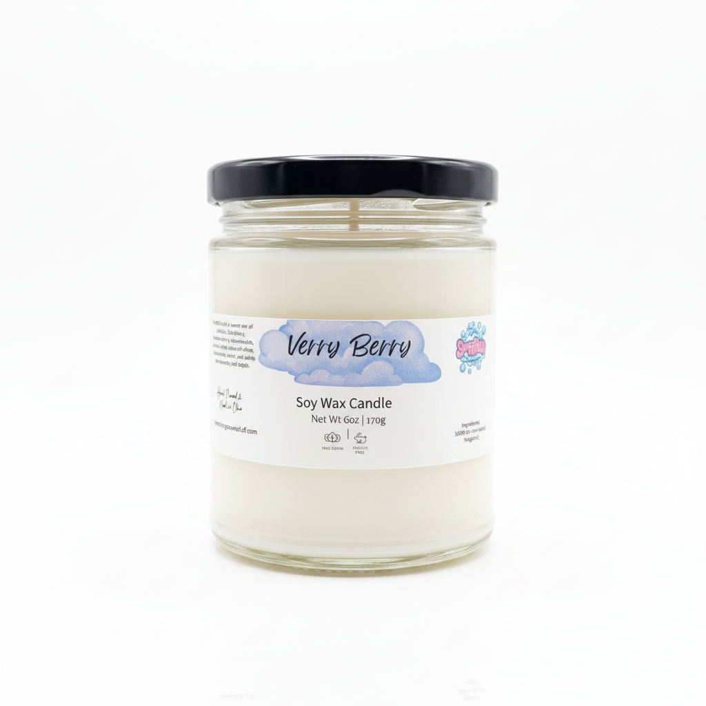 Very Berry Soy Candle - Sweet Strawberry & Vanilla Non-Toxic Candle - Handmade Tallow Soap in Hamilton, Ohio - Soapyfluffs